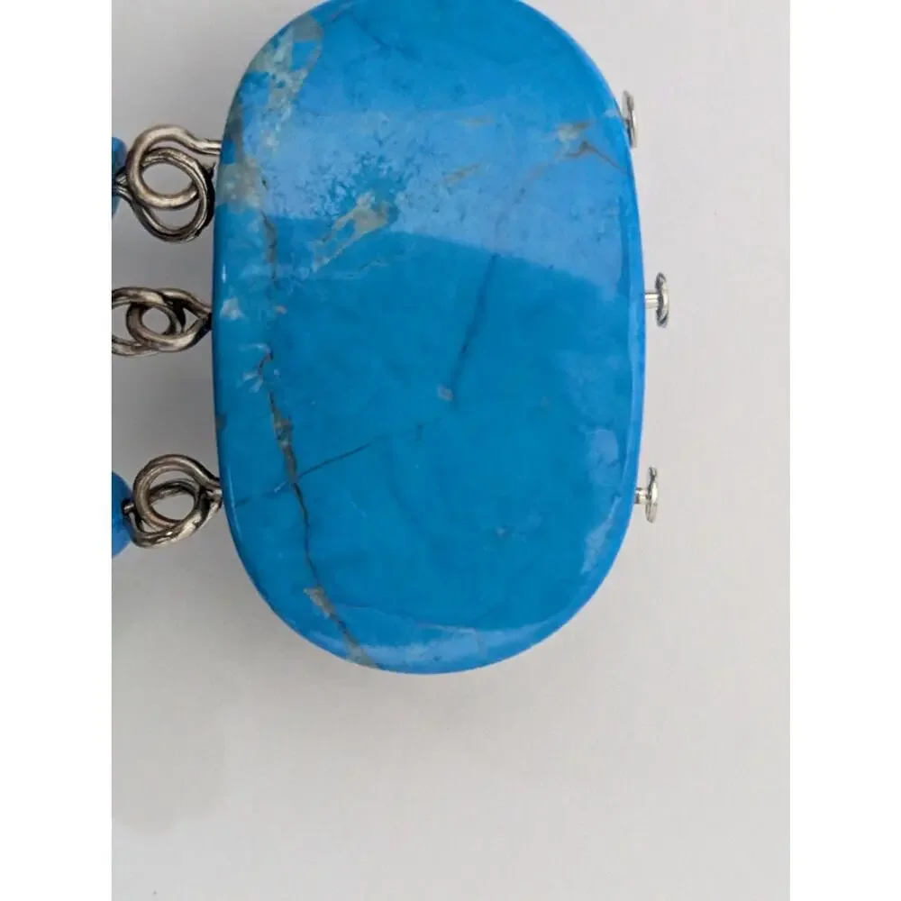 Vintage Zuni Style Carved Stone Cat Fetish Brooch Turquoise and Quartz